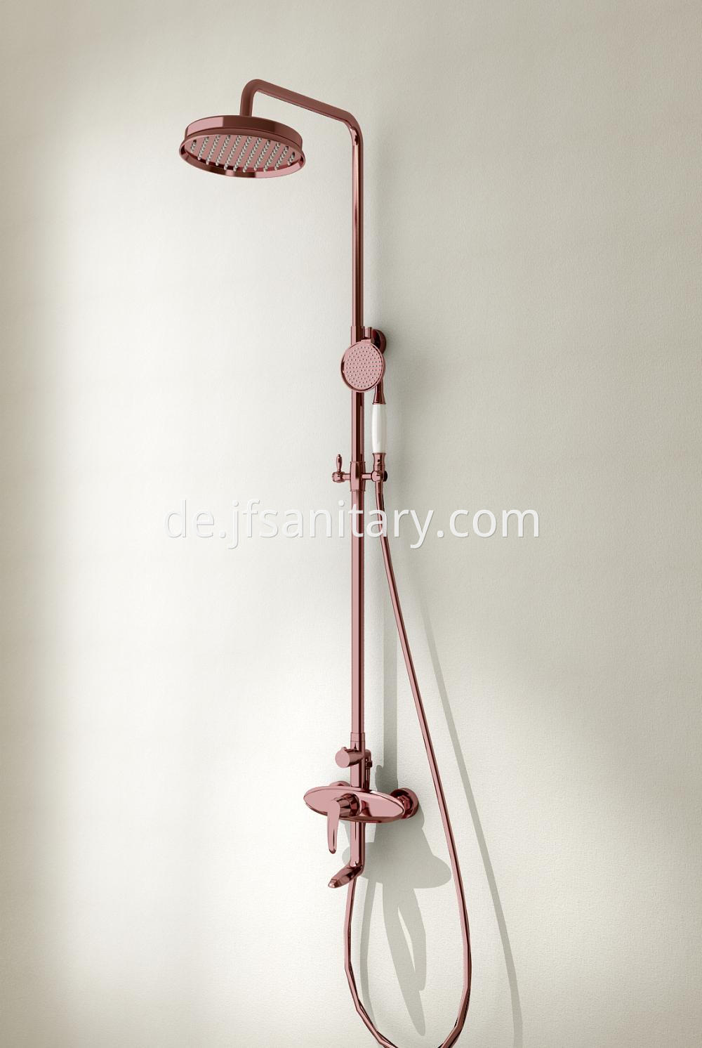 Wall Brass Shower And Shower Mixer Rose Gold